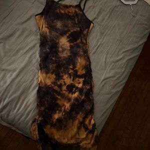Drawstring Knot scrunched sided Tie dye Dress